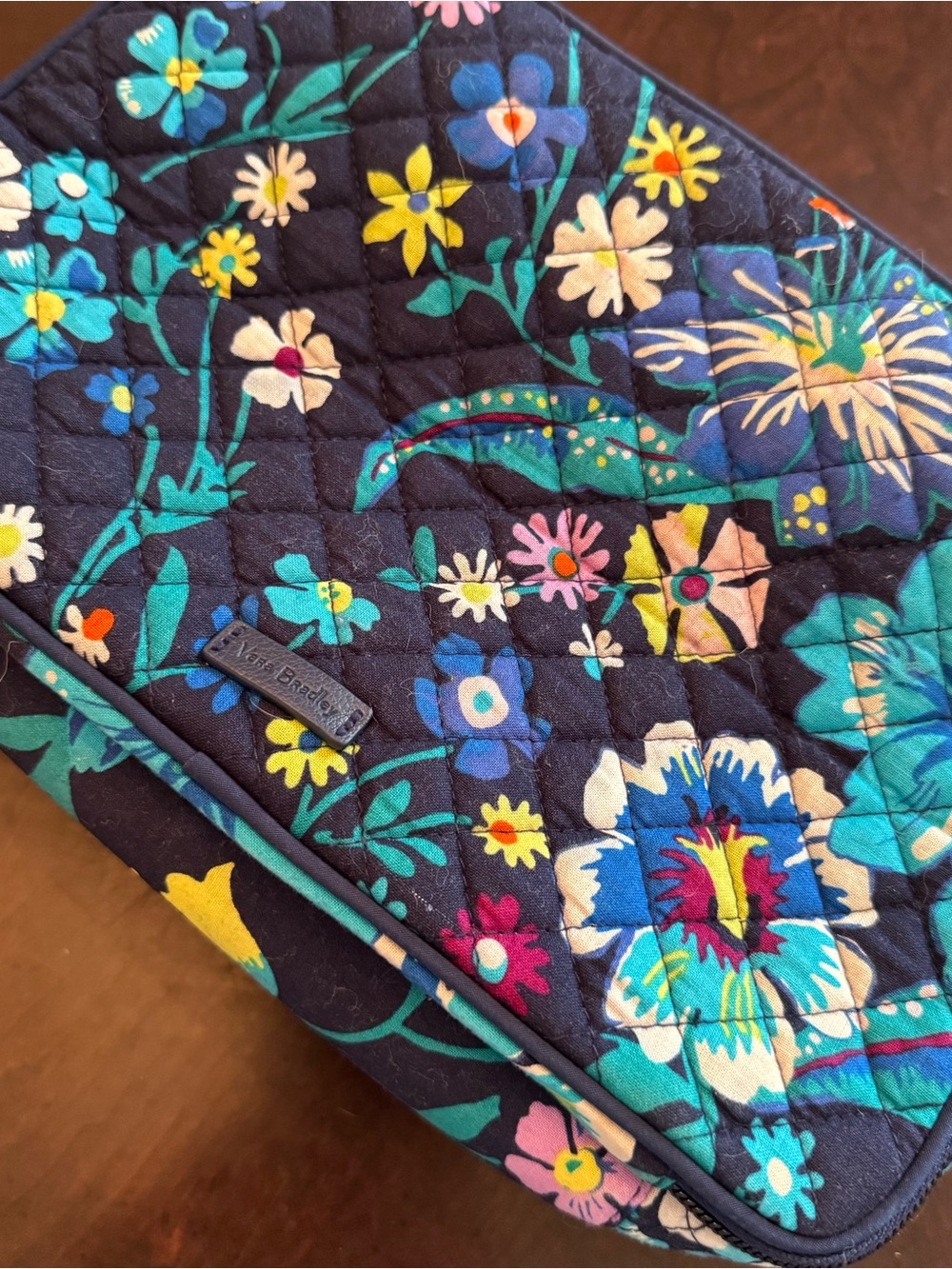 Vera Bradley Navy Floral Quilted Cosmetic Pouch